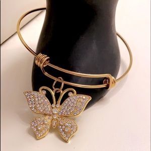 Gold Expandable Bracelet with Charms